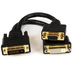 StarTech 8 inch DVI-I Male to DVI-D Female and HD15 VGA Female Wyse DVI Splitter Cable