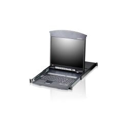 Aten 8-Port Rackmount USB-PS/2 Single Rail Slideaway 19 inch LCD KVMP Switch with front USB and D/Chain