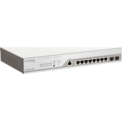 D-Link 10-Port Gigabit Nucluas Cloud Managed PoE Switch with 8 PoE RJ45 and 2 SFP ports. PoE budget 130 Watts.