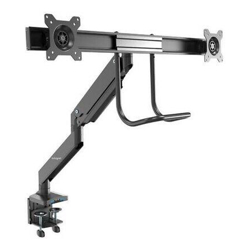 Desk Mount Dual Monitor Arm - Synced Height Adjustment - For 17# to 32# VESA Monitors - 2x USB 3.0 (ARMSLIMDUAL2USB3)