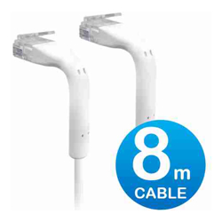 UniFi Patch Cable 8m White, Both End Bendable to 90 Degree, RJ45 Ethernet Cable, Cat6, Ultra-Thin 3mm Diameter
