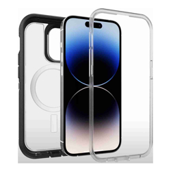 OtterBox Defender XT Clear Apple iPhone 14 Pro MagSafe Case Black Crystal - (77-90065), DROP+ 5X Military Standard, Multi-Layer, Raised Edges, Rugged