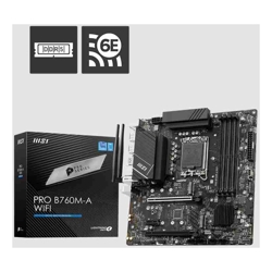 MSI PRO B760M A WIFI ATX Motherboard, 4x DDR5~256GB, 2x HDMI,  2x PCI-E x 16, 2x M.2, 4x SATA, 6x USB 2.0  1 USBx C