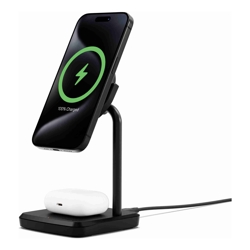 Cygnett ChargeBase Qi2 2-in-1 Magnetic 15W Wireless Charger - Black (CY5067BUNCP),1.2M USB-C Cable,25W Wall Charger,80 Swivel Head,2 Years Warranty