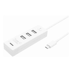 Type-C USB 3.1 3-Port Hub with switch + Card Reader Combo White