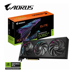 Gigabyte AORUS GeForce RTX 5060 Ti ELITE 16G, 2722 MHz, CUDA TBD, 28 Gbps, GDDR7, 128 bit, PCI-E 5.0, PSU 650W, DisplayPort 2.1b *3 HDMI 2.1b *1