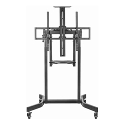 Brateck Deluxe Motorized Large TV Cart with Tilt, Equipment Shelf and Camera Mount Fit 55&quot;-100&quot; Up to 120kg- Matte Black