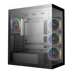 DeepCool CG580 4F v2 Panoramic ATX Mid-Tower Case, 4 x Pre Installed Fans Single Chamber, Support Up to 2x 360mm Radiators, Front 2x USB3.0