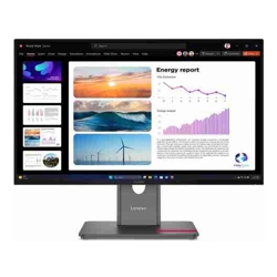 Lenovo ThinkVision T24i-30 23.8&quot;/24&quot; 60Hz QHD Monitor 2K 2560x1440 16:9 Height Adjustable Tilt Swivel Pivot HDMI DP1.4 DP VGA USB Hub VESA 3yr