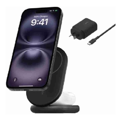 Belkin BoostCharge 2-in-1 Magnetic Wireless Foldable Charger with Qi2 15W-Black (WIZ028auBK),36W USB-C PSU,Charges 2 Device,CEW $2500,2 Years Warranty
