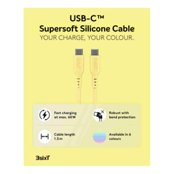 SPLASH by 3sixT USB-C to USB-C Cable 1.5m 60W - Lemon