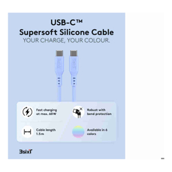 SPLASH by 3sixT USB-C to USB-C Cable 1.5m 60W - Baby Blue