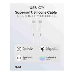 SPLASH by 3sixT USB-C to USB-C Cable 1.5m 60W - Snow White