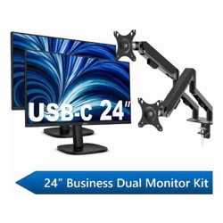 Philips 24&quot; Business Dual Monitor Docking Kit, 1x 24&quot; FHD Business Monitors, 1x 24&quot; FHD USB-C Docking Business Monitor &amp; 1x Shintaro Dual Monitor Arm