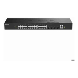 28-Port Gigabit Smart Managed Stackable Switch with 24 1000Base-T and 4 SFP+ Ports.