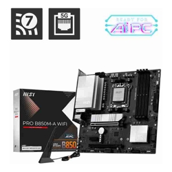 MSI PRO B850M-A WIFI, AM5, 4x DDR5 256GB, 1x HDMI, 1x PCI-E x16 slot, 3x M.2,4x USB2.0, 3x USB C, Wi-Fi 7