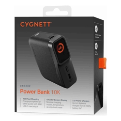 Cygnett Encore 10k mAh Power Bank - Graphite(CY5630PBCHE), 45W, 2x USB-C PD, 1x USB-A Ports, LED Display, 2 Years Warranty