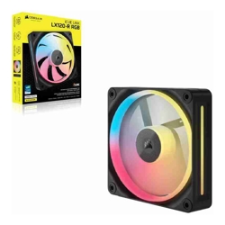 Corsair iCUE LINK LX120R RGB 120mm PWM Reverse Fan Expansion Single Pack - Black: 66.7CFM, 2400RPM, 37.7dBA, 0.4A,Static Pressure, Magnetic Dome