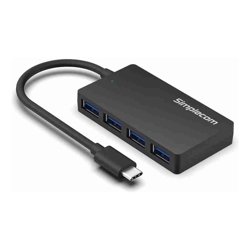 Simplecom CH350 SuperSpeed USB-C to 4xtUSB-A Hub USB 3.2 Gen1, 5Gbps, plug  play, bus-powered, ABS, 76x41x11mm, 35g, 15cm cable, Win/macOS compatibe