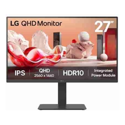 LG 27&quot; QHD IPS Monitor, 2560x1440, HDR10, 99% sRGB, 75Hz, integrated power, adjustable stand (tilt/height/swivel/pivot), Flicker Safe  Reader Mode