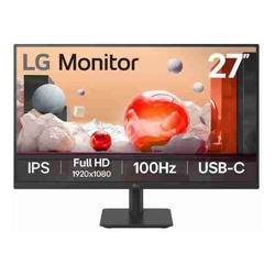LG 27&quot; IPS Full HD Monitor with 100Hz refresh rate, USB-C (65W PD), 3-side borderless design, Reader Mode, Flicker Safe, and tilt-adjustable stand