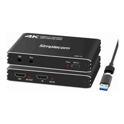 Simplecom DAC10 HDMI 2.0 to USB 4K@60hz Video Capture Card Stream and Record in 4K 60FPS