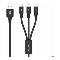 Unitek 1.2m 3-in-1 USB-A to USC-C / MicroUSB / Lightning Cable, Data transfer rate of 480Mbps, works will all devices, Cable Length of 1.2M