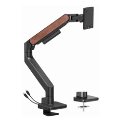 Brateck LDT81N-C012UC Fusion Heavy-Duty Gas Spring Monitor Arm with USB-A/USB-C Ports For most 17&quot;~49&quot; Monitors, Fine Texture Black(New)