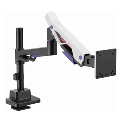 Brateck LDT95-C012UCP Atlas Neo Gaming Pole-Mounted Monitor Arm with USB-A  USB-C Ports For most 24&quot;~57&quot; Monitors, Matte Black  White (new)