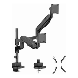 Brateck LDT92-C024P-B Future-Proof Heavy-Duty Pole-Mounted Gas Spring Dual Monitor Arm, Fit Screen Size:	24&quot;-57&quot;, Weight Capacity:2~27kg (LS)