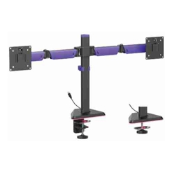 Brateck LDT89-C024L Matte Black Amethyst Articulating RGB Lighting Gaming Dual Monitor Arm, Fit Screen Size: 17&quot;-32&quot; (LS)