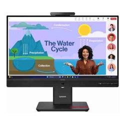LENOVO ThinkVision T24D-4V 23.8&quot;24&quot; FHD IPS Monitor 1920x1080 16:9 Height Adjustable Tilt Swivel Pivot DP HDMI USB-C hub LAN Hub built-in Webcam Speak