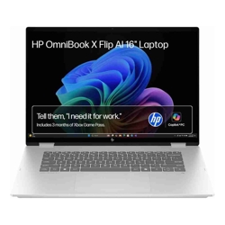 HP OmniBook X FlipNGAI 16 Windows 11 Home 16in Touch screen Intel Core Ultra 5 16GB RAM 512GB SSD 2K Glacier silver