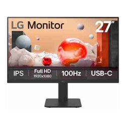 LG 27" IPS Full HD monitor with USB-C, 1920x1080, 100Hz, 5ms, 65W PD, IPS, 3-side borderless, tilt/height stand