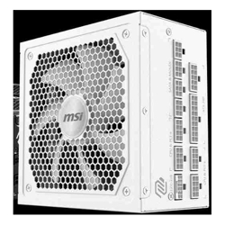 MSI MAG A1000GL PCIE5 ATX Power Supply Unit, 80 PLUS Gold, Fully modular flat cables, 0 RPM Mode, Active PFC design White