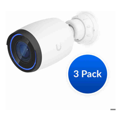 Ubiquiti AI Professional UniFi Protect Indoor/Outdoor 4K PoE Camera, White, 3 Pack - OEM, Waterproof IP65, PoE+ Power, Max Power 11W, GbE RJ45 Port,