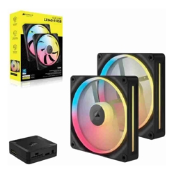 Corsair iCUE LINK LX140-R RGB 140mm PWM Reverse Fans Starter Kit Dual Pack -Black: 90.6 CFM, 2000 RPM, 38.3 dBA, 0.45A, Static Pressure, Magnetic Dome