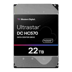 Western Digital Ultrastar DC HC570 22TB: 3.5",SAS, 7200 RPM, 291MB/s, CMR, 512MB cache, TCG, 147x101.6x26.1mm, 750g, 5-60C, 5Y Warranty