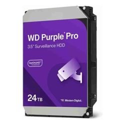 Western Digital WD Purple Pro Surveillance Hard Drive - 24TB 3.5" HDD 7200RPM 512MB SATA 287MB/s 24x7 2.5mil MTBF 5-Year Limited Warranty