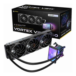 Antec Vortex View 360, 360mm AIO, Intel LGA115X/1200/1700/1851, AMD AM4/AM5, 3x120mm PWM fans, 2000 RPM, 59.23 CFM, 28.6 dB(A), aluminum rad