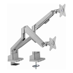 Brateck Dual Monitor Thin Gas Spring Monitor Arm Fit Most 17"-32" Monitors, Up to 9kg per screen VESA 75x75/100x100 Matte Silver (LS)