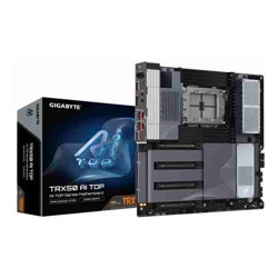 Gigabyte TTRX50 AI TOP AMD Ryzen Motherboard, sTR5 Threadripper, DDR5 ECC RDIMM up to 2TB, PCIe 5.0, USB4, Wi-Fi 7, Dual 10GbE, E-ATX