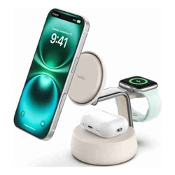Belkin UltraCharge Pro 3-in-1 Wireless Qi2 Charging Dock + 45W USB-C PSU + USB-C Cable (1.5M) - White (WIZ040auSD), 25W, CEW $2500, 2 Years Warranty
