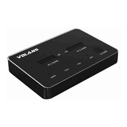 Volans VL-UCM2DS-S, Aluminium 2-Bay USB-C (Gen 2) M.2 NVMe PCI-E SSD Docking Station with Clone, 1 Year Warranty