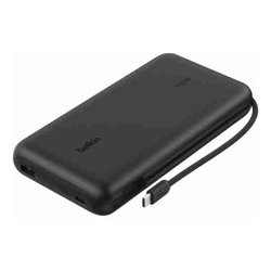 Belkin UltraCharge Pro 25K mAh Laptop Power Bank With 140W Integrated USB-C Cable (35CM) - Black (BPB039fqBK), 1x USB-C, 1x USB-A, 2 Years Warranty