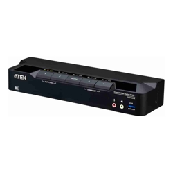 Aten Desktop 4-Port USB 3.0 8K DisplayPort Dual-Display KVMP Switch, Up to 7680 x 4320 @ 60 Hz, 5120 x 2880 @ 60 Hz (Cables included)