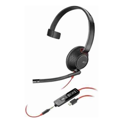 Poly Blackwire 5210 Monaural USB-C Headset +3.5mm Plug +USB-C/A Adapter (Bulk)