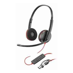 POLY BLACKWIRE 3220 STEREO USB -C HEADSET USB-C/A ADAPTER