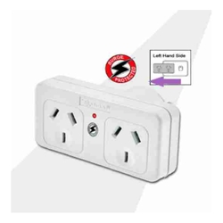 Sansai Surged Protected Double Adaptor Left Side Active Indicator 10A 240V AC