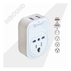 Sansai USB Travel Adaptor USB A + C 2xUSB Charging Outlets 100-240VAC 10A 2400W Compatible with plugs from many countries